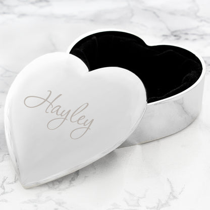 Personalised Name Only Heart Trinket Box - MK&JD Gifts