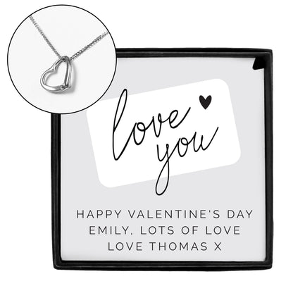 Personalised Love you Sterling Silver Heart Necklace and Box - MK&JD Gifts
