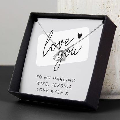 Personalised Love you Sterling Silver Heart Necklace and Box - MK&JD Gifts