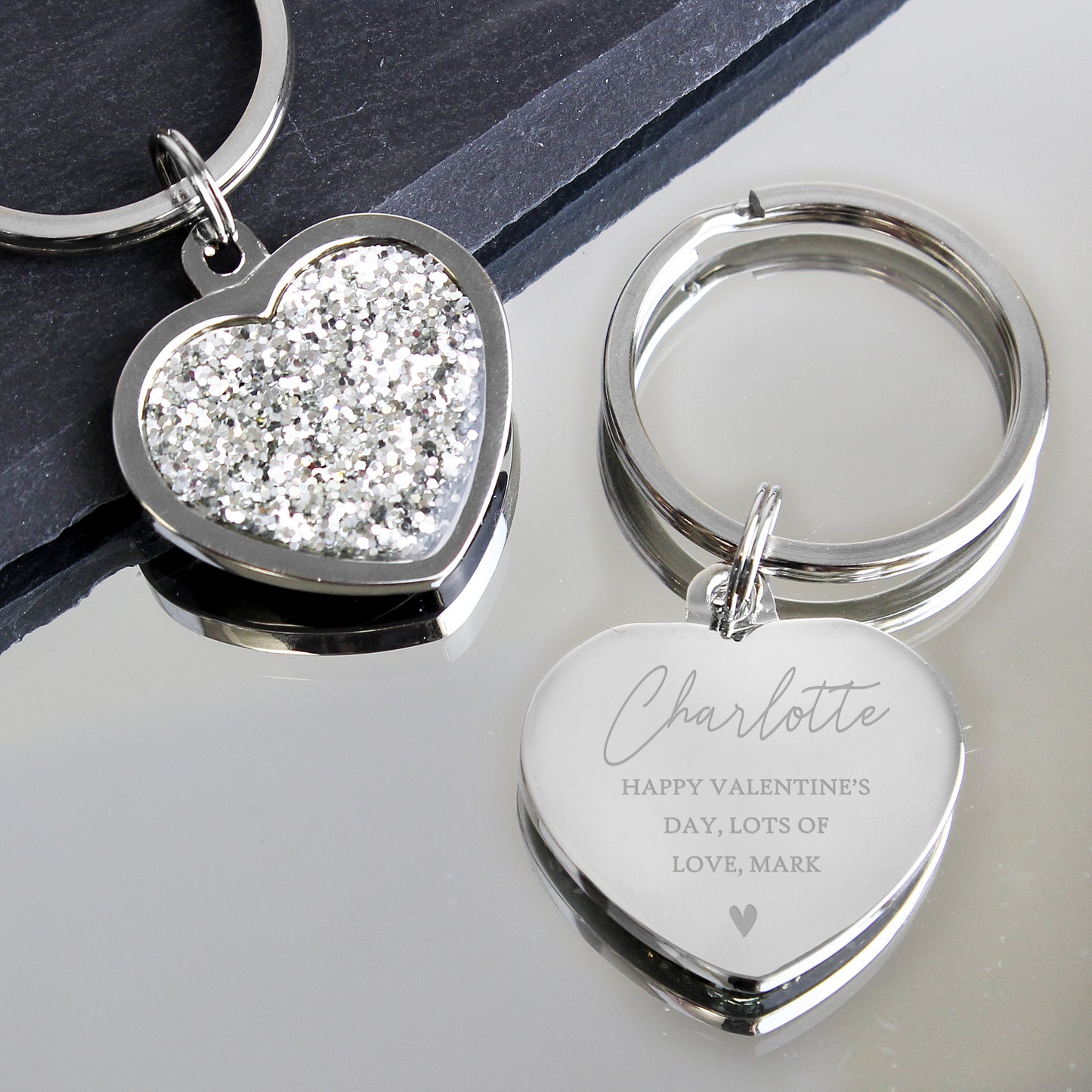 Personalised Name and Message Diamante Heart Keyring - MK&JD Gifts