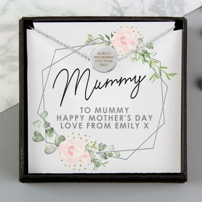 Personalised Abstract Rose Sentiment Silver Tone Necklace and Box - MK&JD Gifts