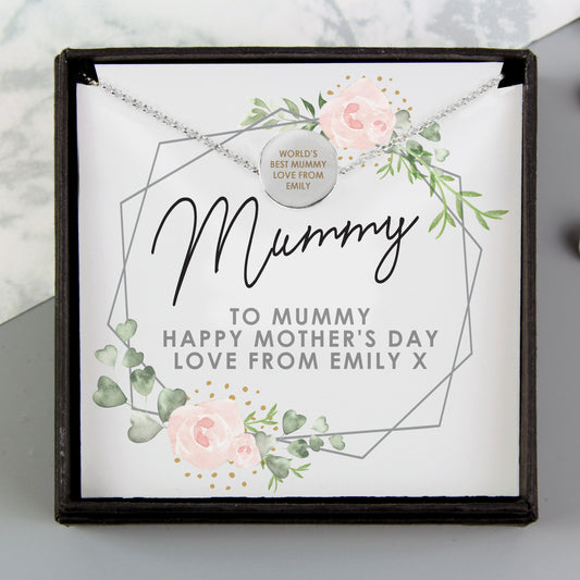 Personalised Abstract Rose Sentiment Silver Tone Necklace and Box - MK&JD Gifts