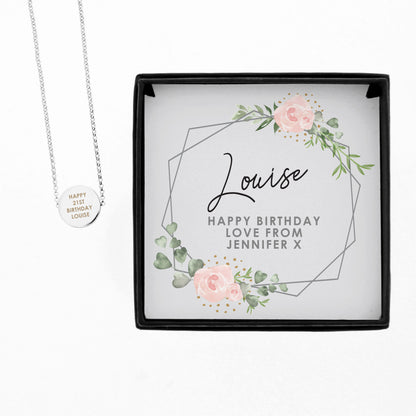 Personalised Abstract Rose Sentiment Silver Tone Necklace and Box - MK&JD Gifts