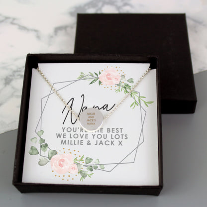 Personalised Abstract Rose Sentiment Silver Tone Necklace and Box - MK&JD Gifts