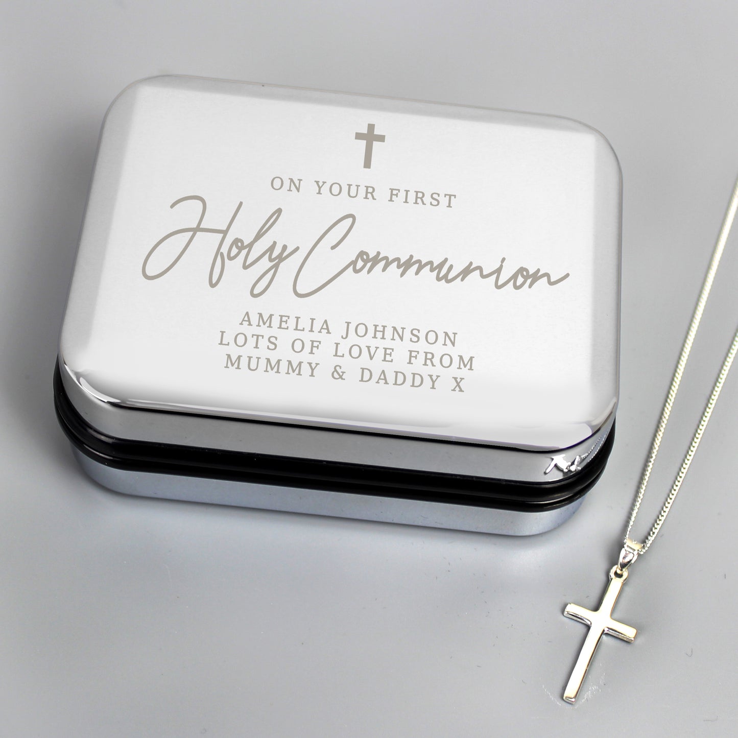Personalised First Holy Communion Box & Cross Necklace Set - MK&JD Gifts