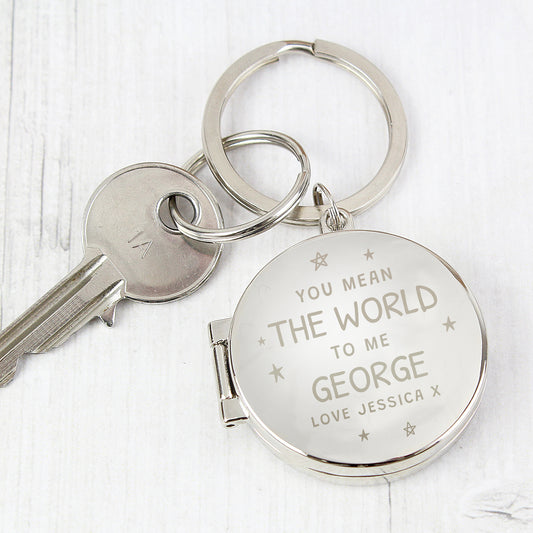 Personalised You Mean The World To Me Round Photo keyring - MK&JD Gifts