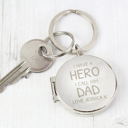 Personalised I Have A Hero Round Photo Keyring - MK&JD Gifts