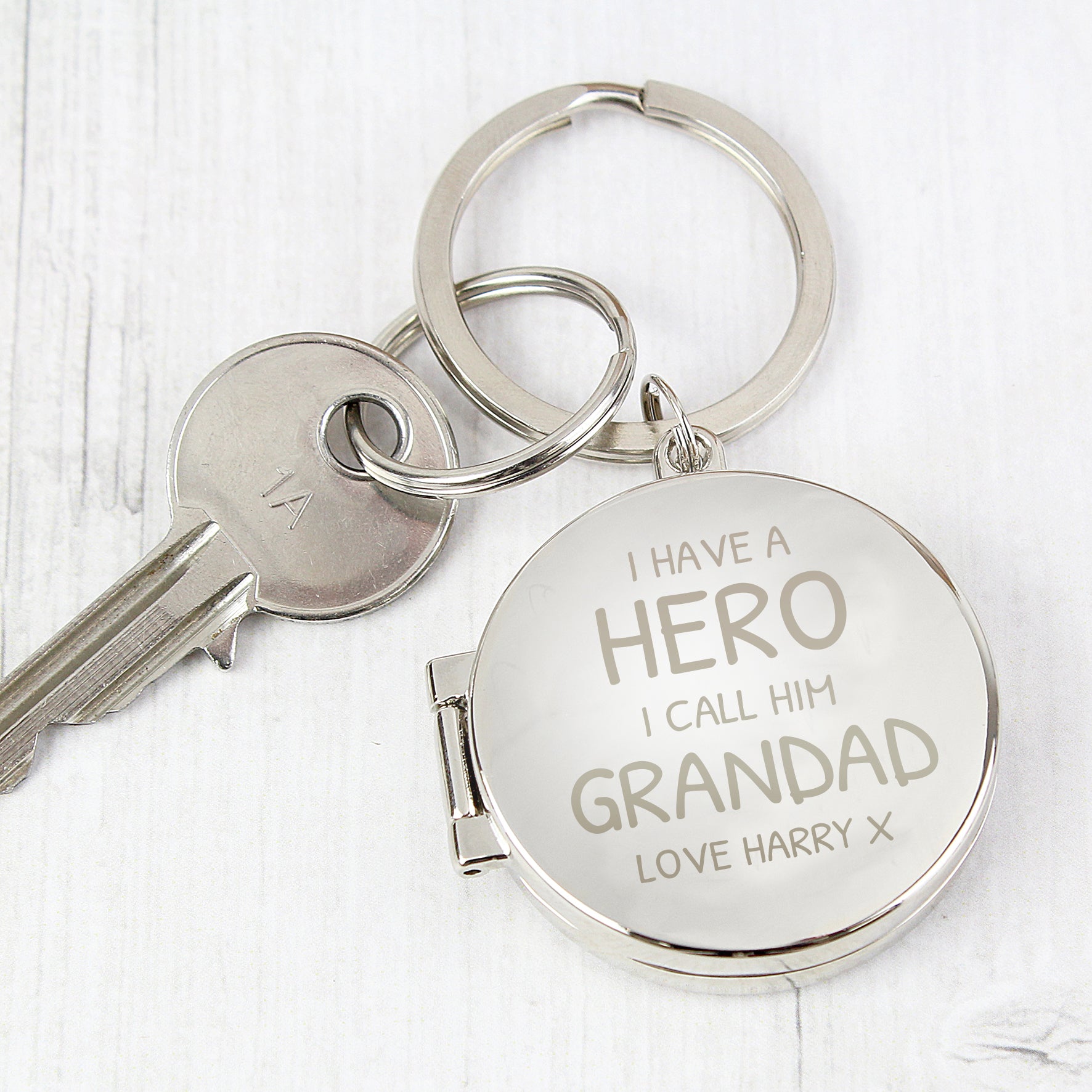Personalised I Have A Hero Round Photo Keyring - MK&JD Gifts