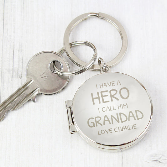 Personalised I Have A Hero Round Photo Keyring - MK&JD Gifts