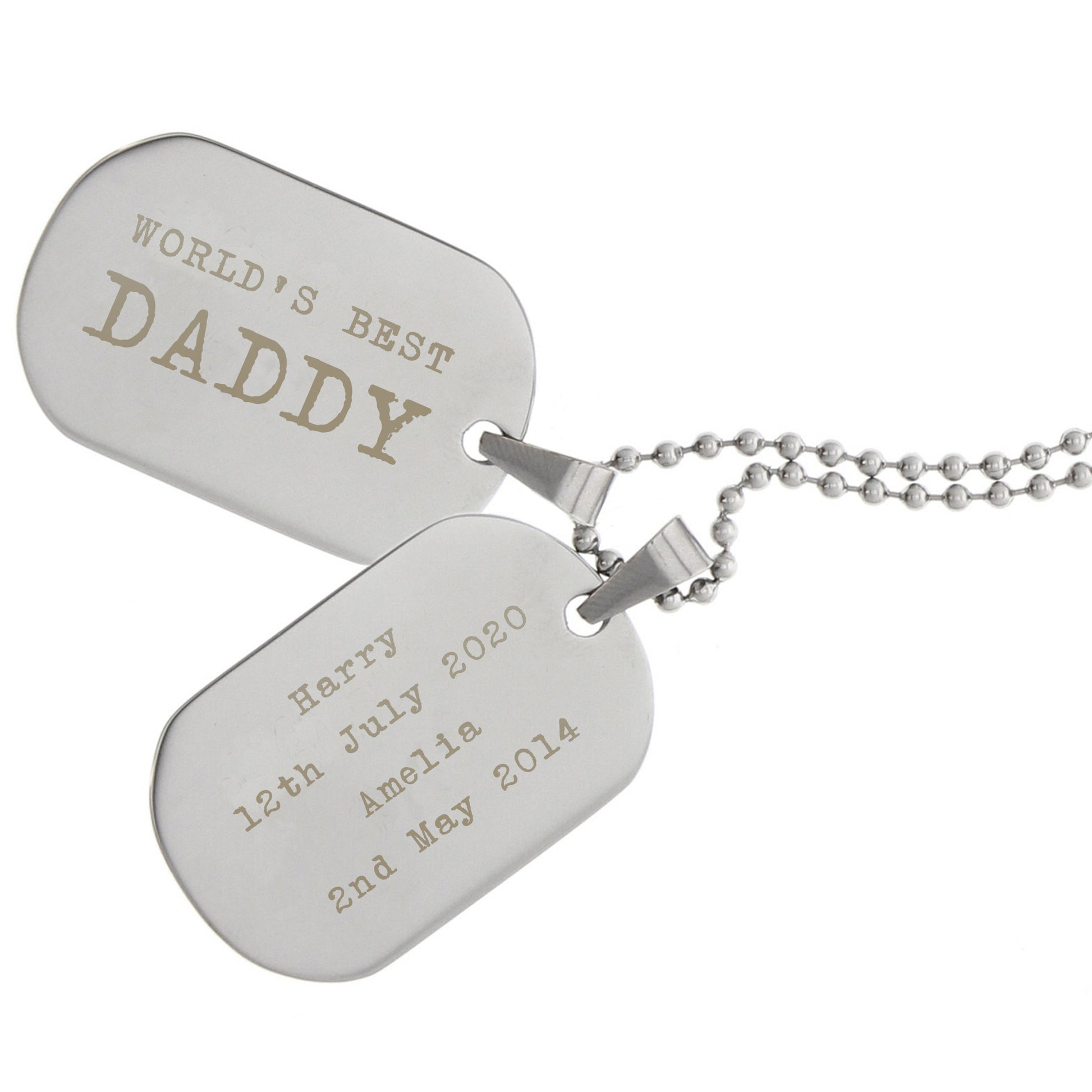Personalised Free Text Steel Double Dog Tag Necklace - MK&JD Gifts