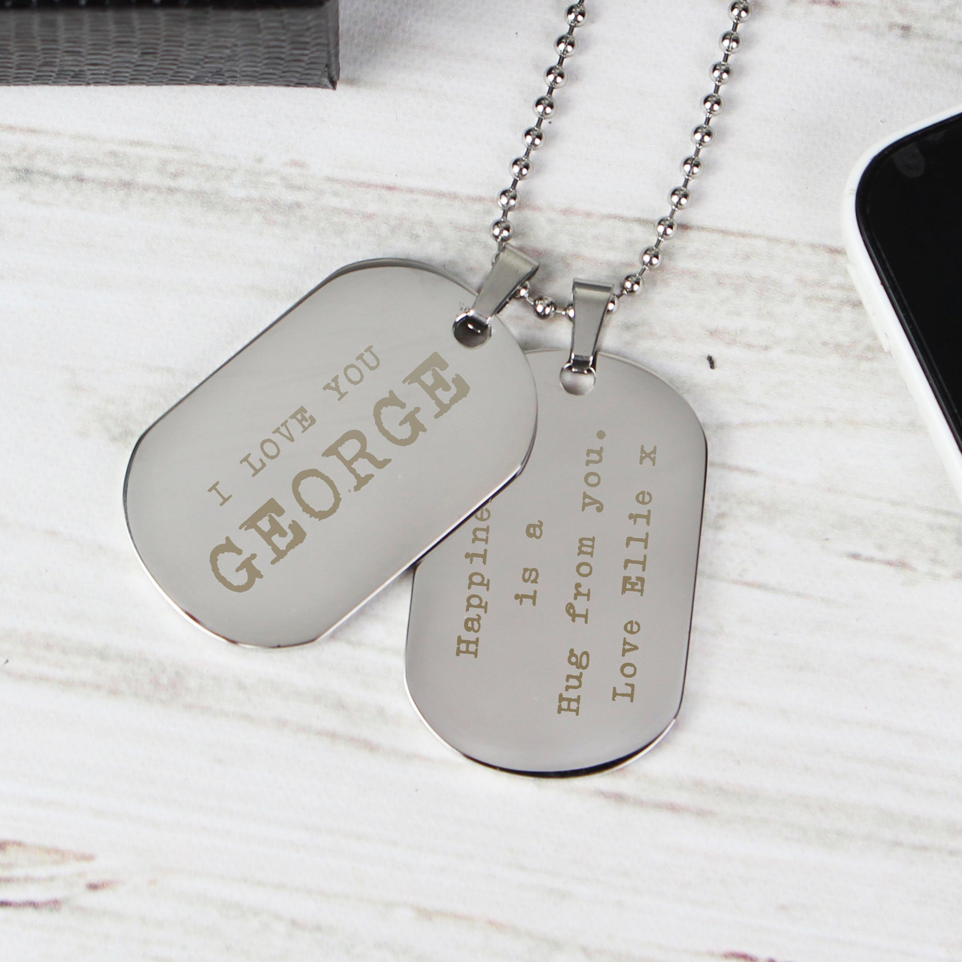 Personalised Free Text Steel Double Dog Tag Necklace - MK&JD Gifts