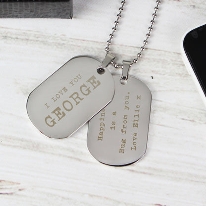 Personalised Free Text Steel Double Dog Tag Necklace - MK&JD Gifts