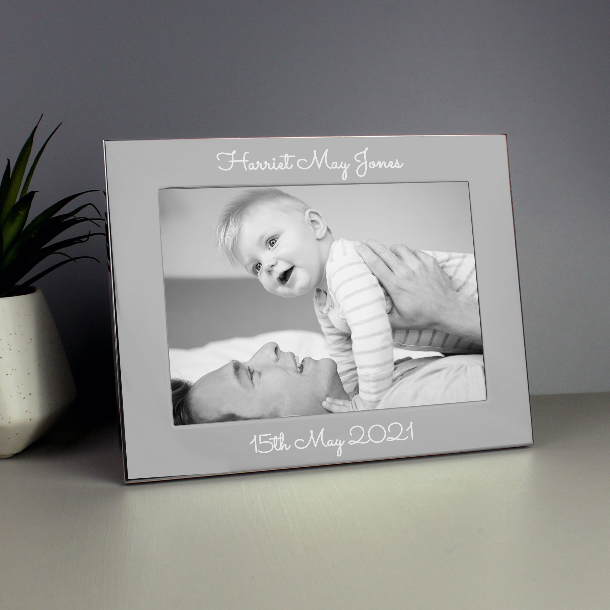 Personalised Free Text 5 x 7 Silver Photo Frame - MK&JD Gifts
