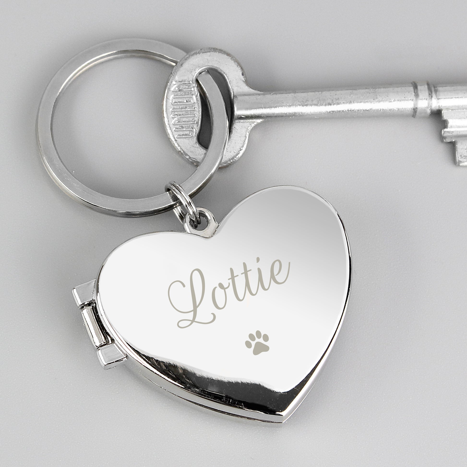 Personalised Paw Print Heart Photo Frame Keyring - MK&JD Gifts