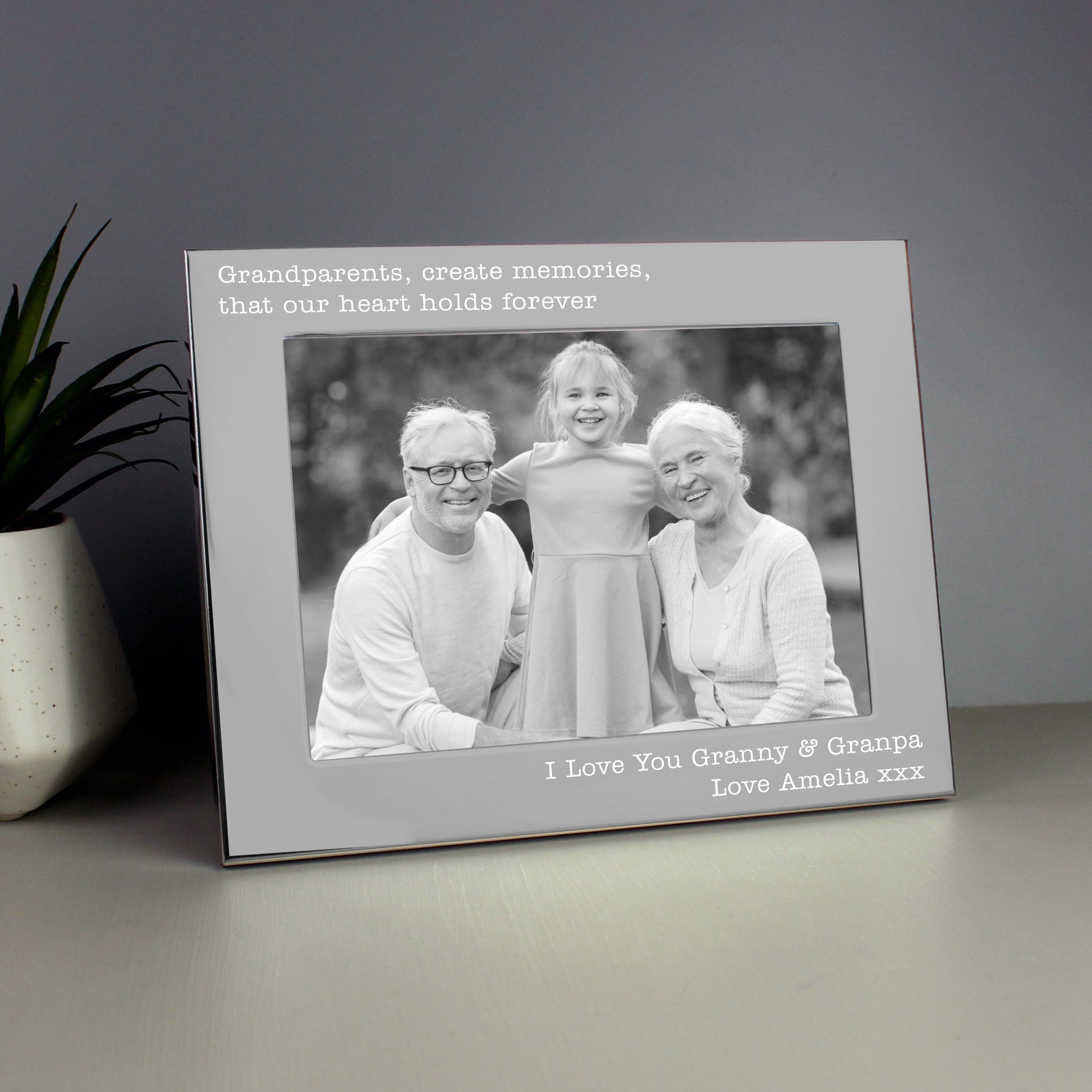 Personalised Free Text 5 x 7 Silver Photo Frame - MK&JD Gifts