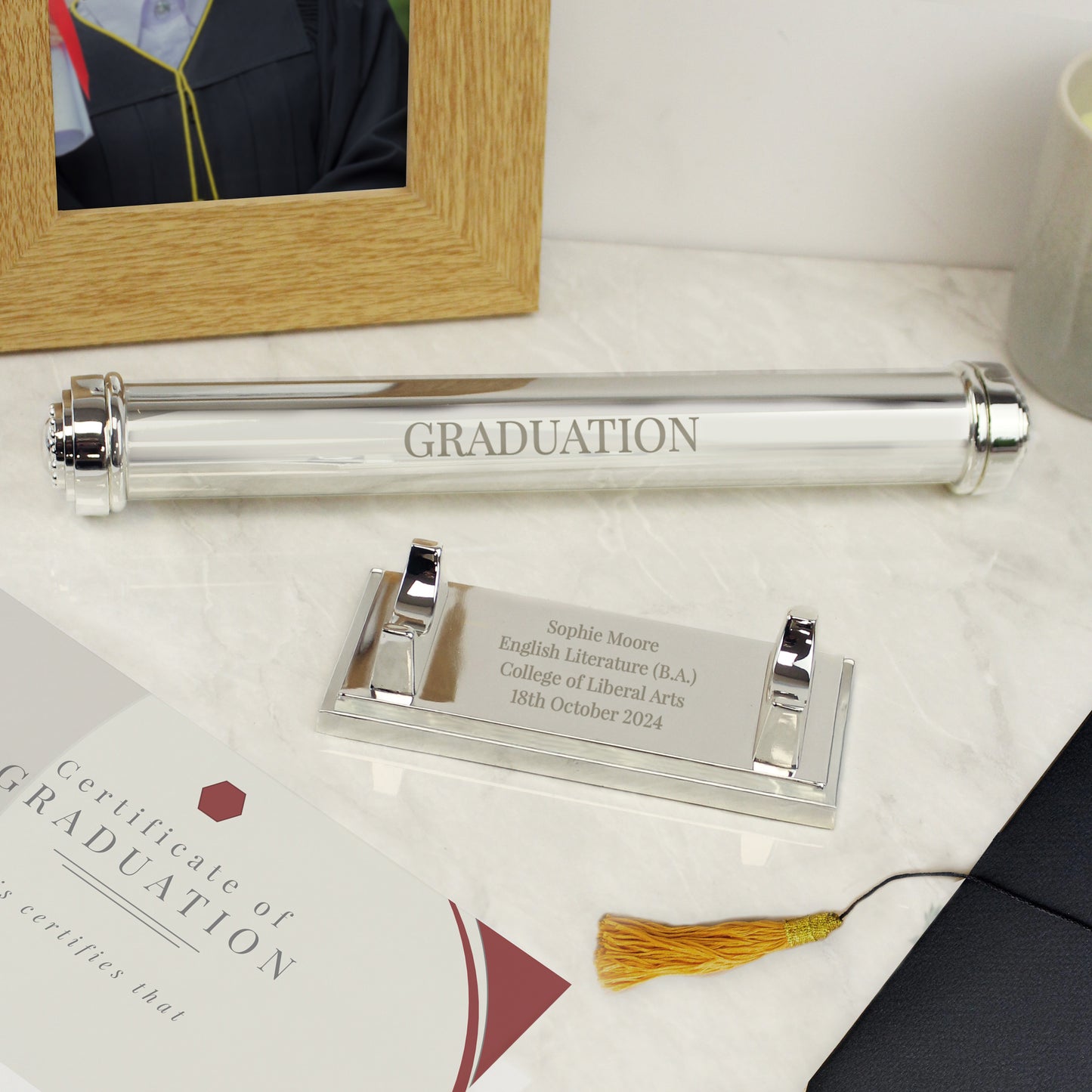 Personalised Free Text Silver Plated Certificate Holder - MK&JD Gifts