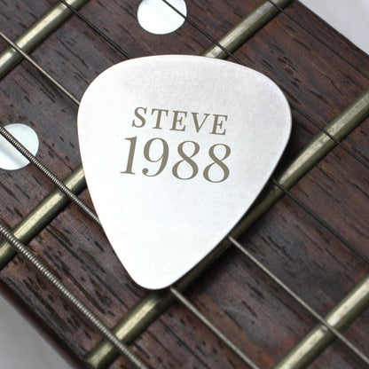 Personalised Year Silver Plectrum - MK&JD Gifts