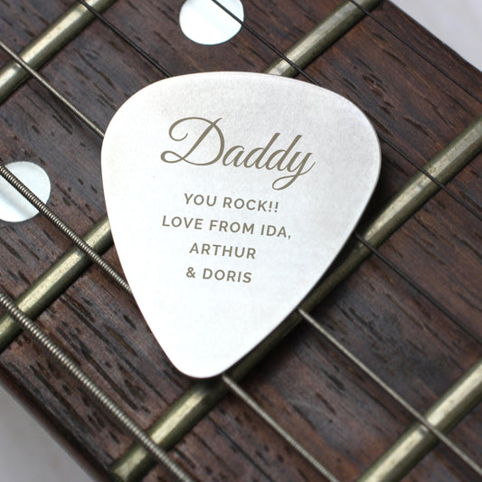 Personalised Free Text Big Name Silver Plectrum - MK&JD Gifts