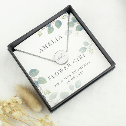 Personalised Botanical Sentiment Silver Tone Necklace and Box - MK&JD Gifts