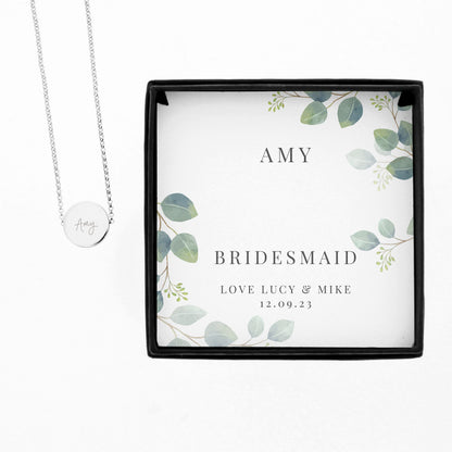 Personalised Botanical Sentiment Silver Tone Necklace and Box - MK&JD Gifts