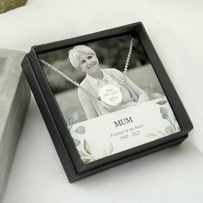 Personalised Botanical Memorial Photo Upload Necklace and Box - MK&JD Gifts