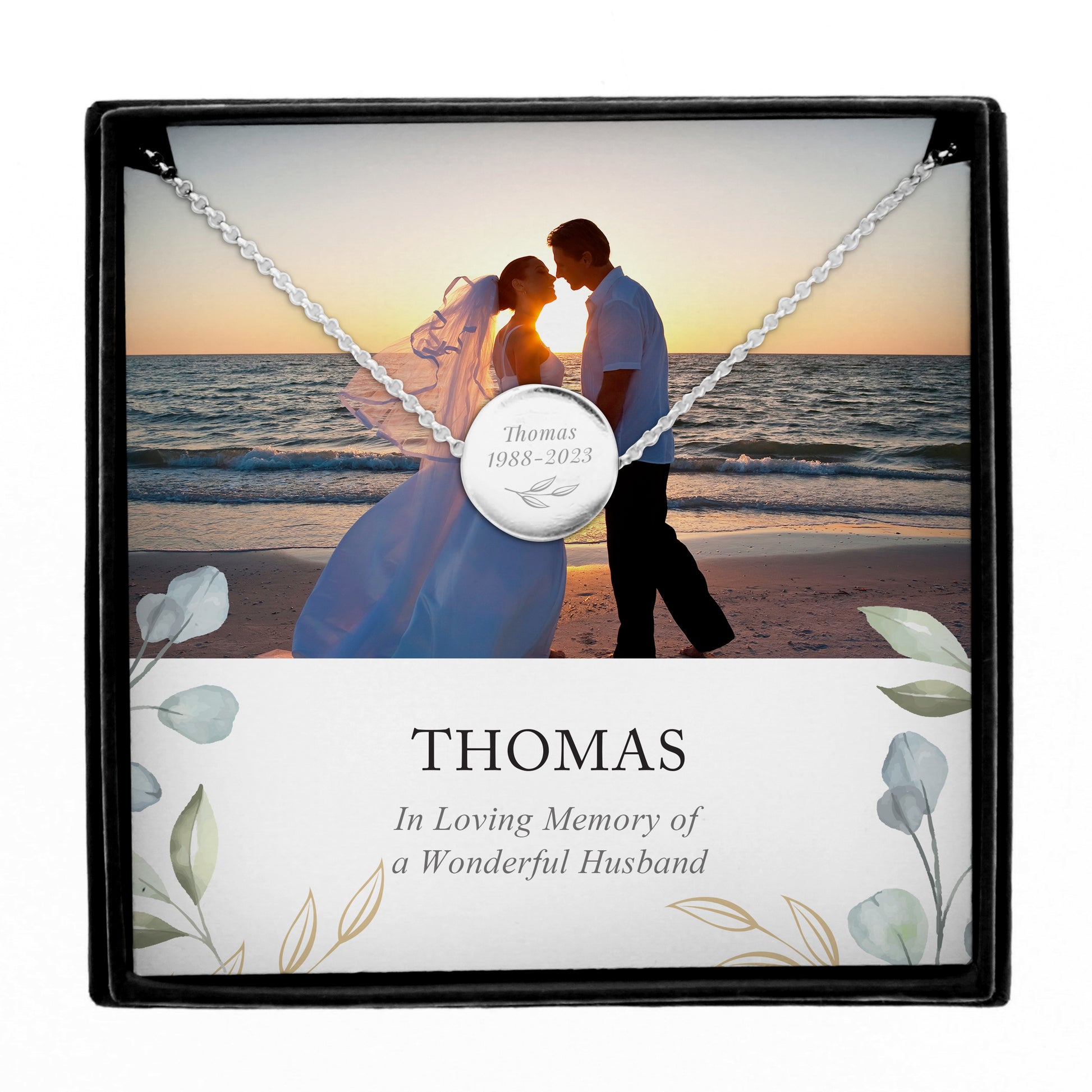 Personalised Botanical Memorial Photo Upload Necklace and Box - MK&JD Gifts