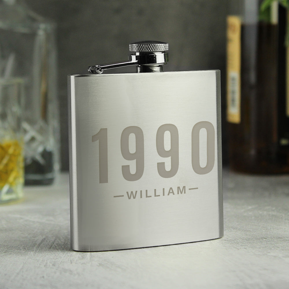 Personalised Date & Name Hip Flask - MK&JD Gifts