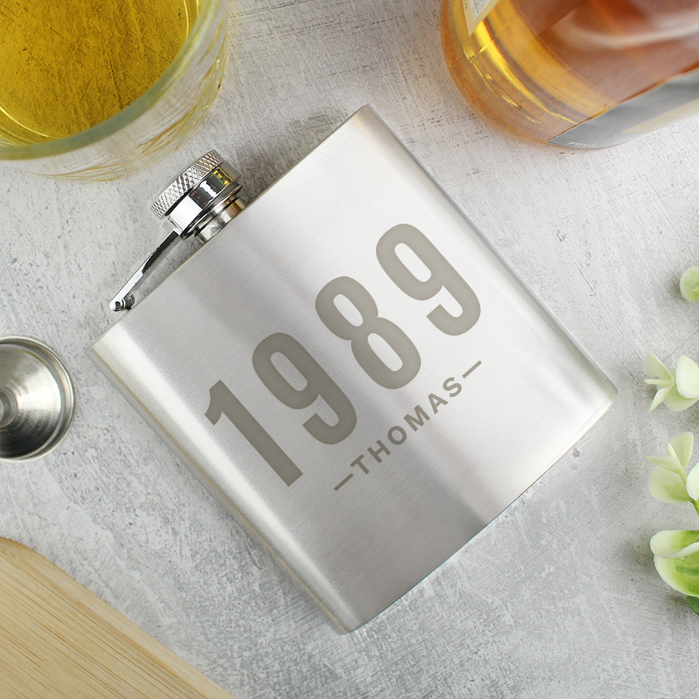 Personalised Date & Name Hip Flask - MK&JD Gifts