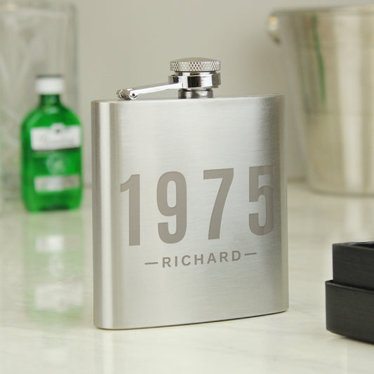 Personalised Date & Name Hip Flask - MK&JD Gifts