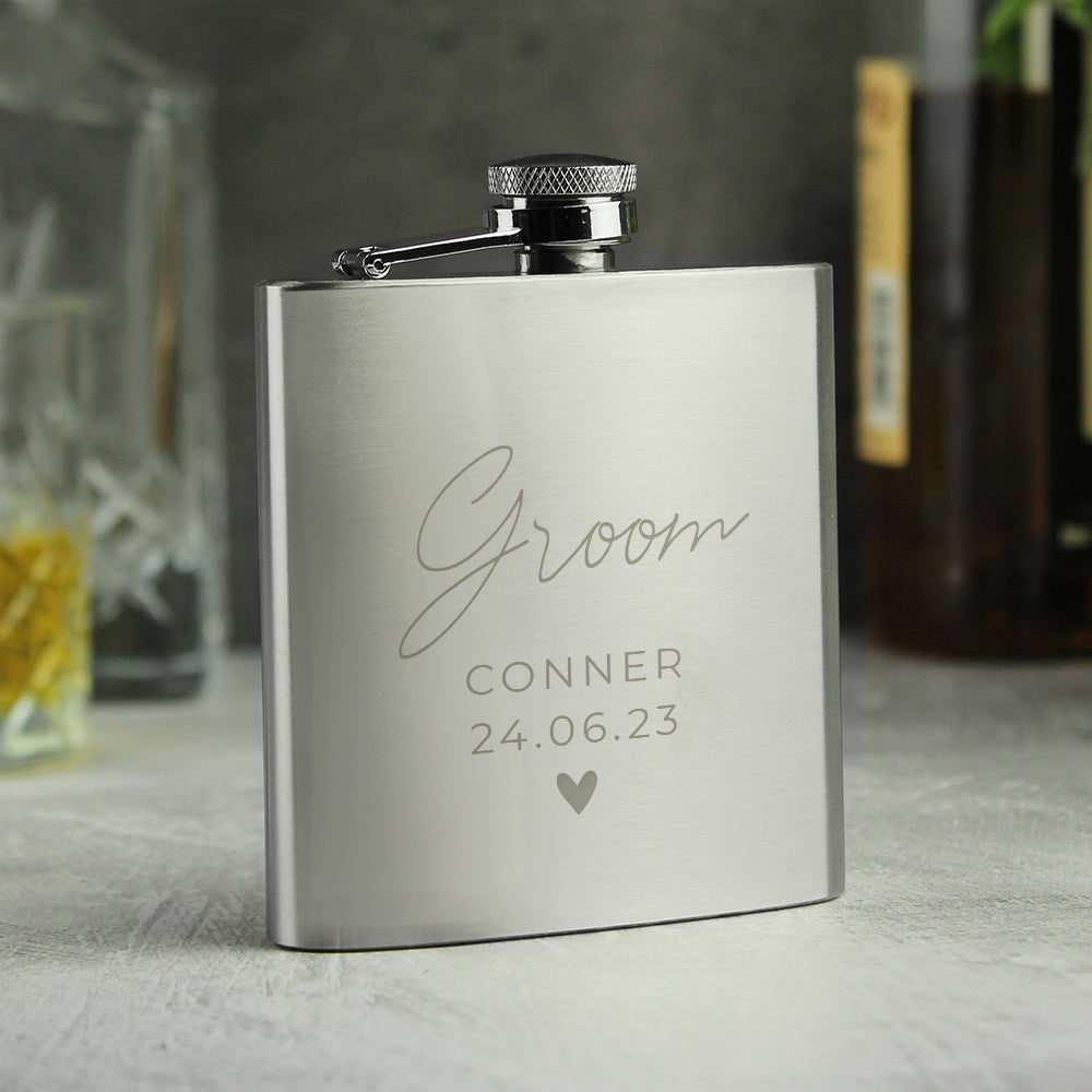 Personalised Free Text Wedding Party Hip Flask - MK&JD Gifts