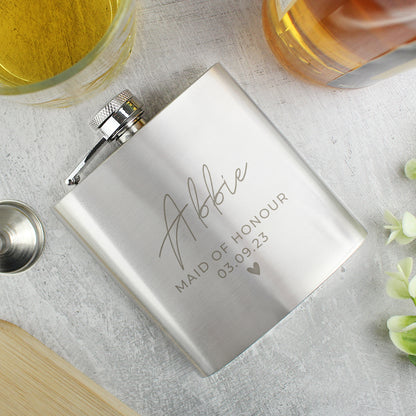 Personalised Free Text Wedding Party Hip Flask - MK&JD Gifts