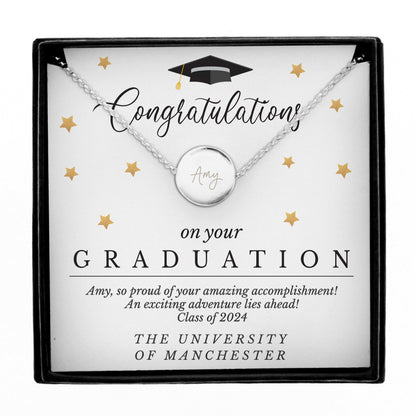 Personalised Graduation Sentiment Silver Tone Necklace and Box - MK&JD Gifts