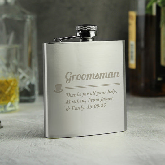 Personalised Groomsman Hip flask - MK&JD Gifts