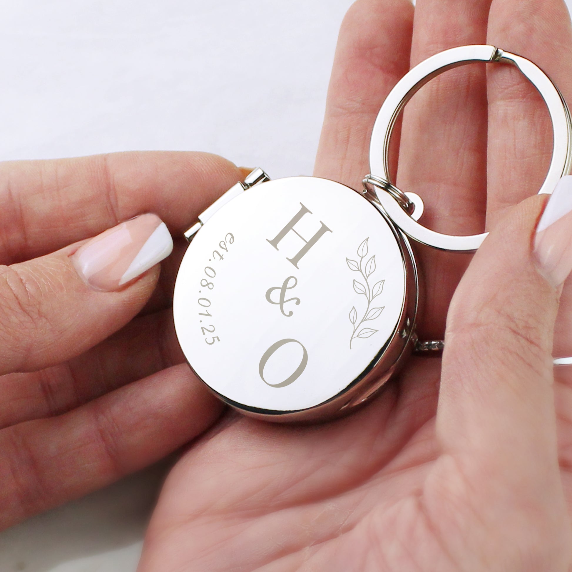 Personalised Foliage Couples Photo Keyring - MK&JD Gifts