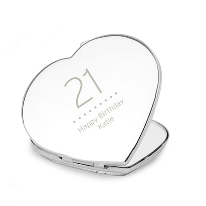Personalised Birthday Big Age Diamante Heart Compact Mirror - MK&JD Gifts