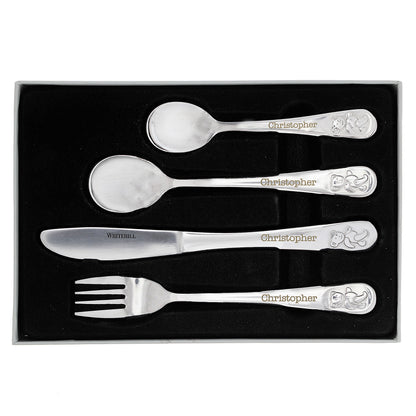Personalised Teddy 4 Piece Embossed Cutlery Set - MK&JD Gifts