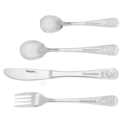 Personalised Teddy 4 Piece Embossed Cutlery Set - MK&JD Gifts