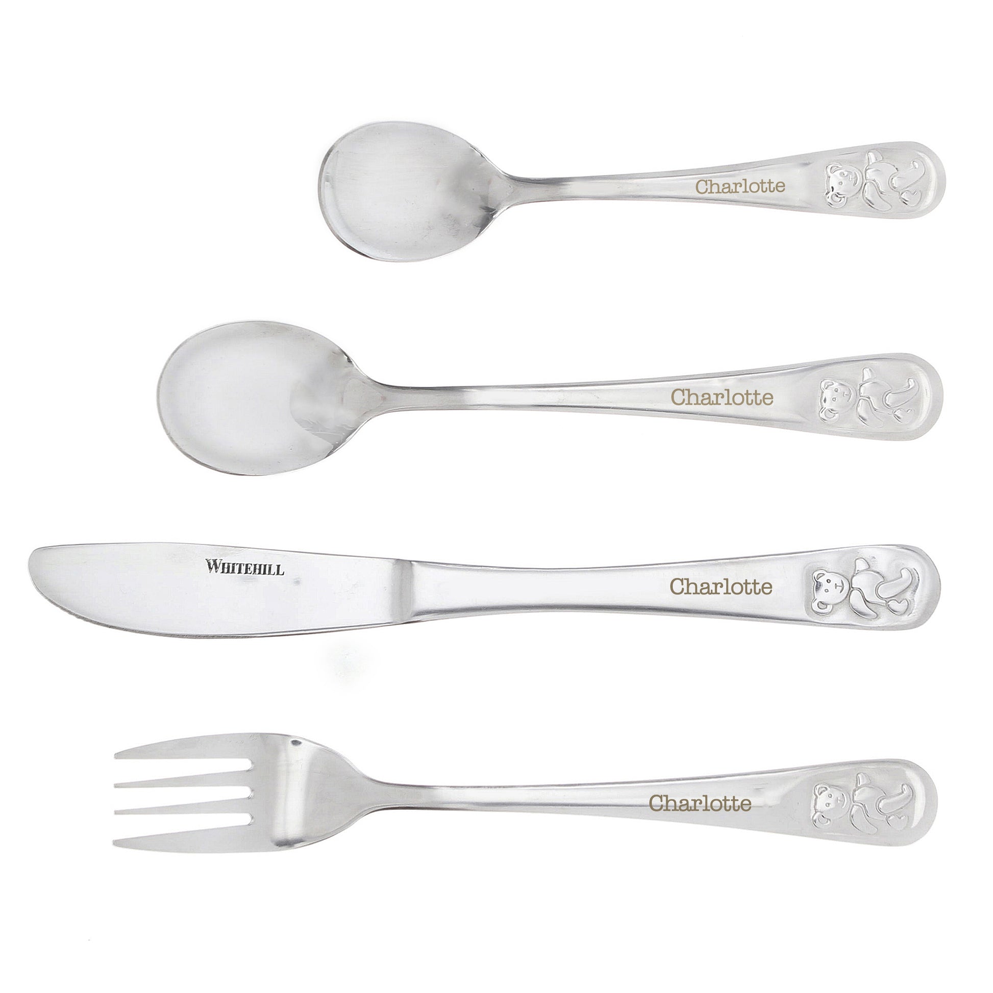 Personalised Teddy 4 Piece Embossed Cutlery Set - MK&JD Gifts