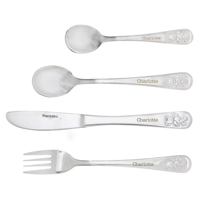 Personalised Teddy 4 Piece Embossed Cutlery Set - MK&JD Gifts