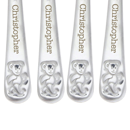 Personalised Teddy 4 Piece Embossed Cutlery Set - MK&JD Gifts