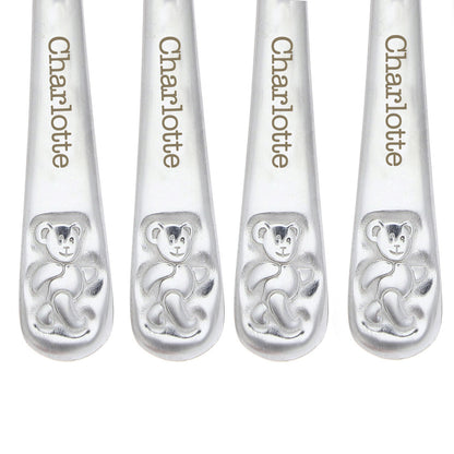 Personalised Teddy 4 Piece Embossed Cutlery Set - MK&JD Gifts