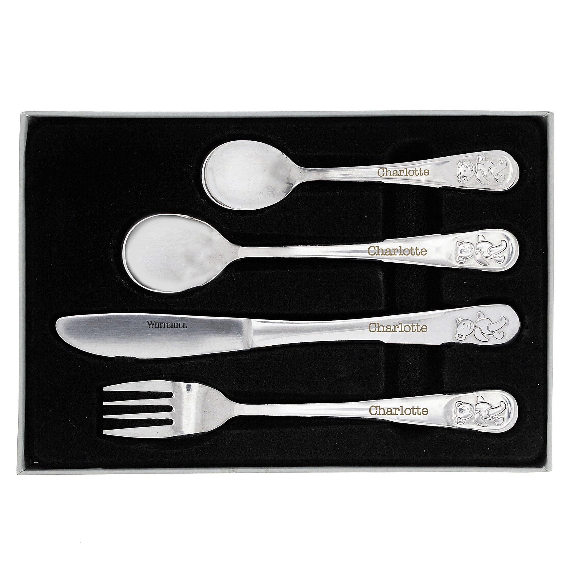 Personalised Teddy 4 Piece Embossed Cutlery Set - MK&JD Gifts