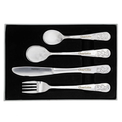 Personalised Teddy 4 Piece Embossed Cutlery Set - MK&JD Gifts
