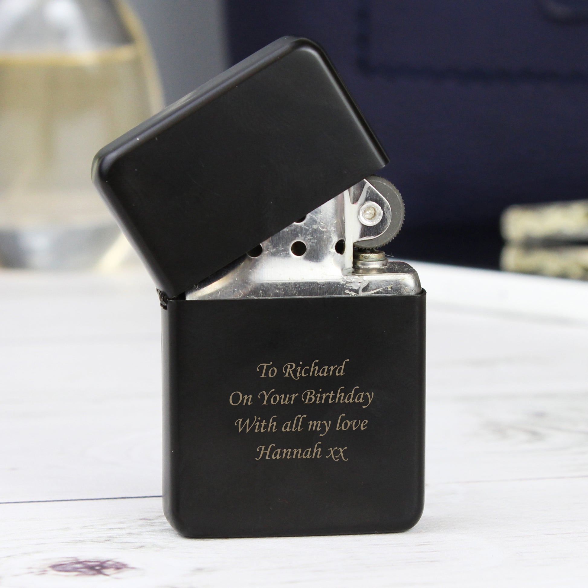 Personalised Engraved Black Lighter - MK&JD Gifts