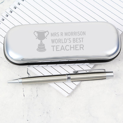Personalised Teacher Trophy Pen and Box Set - MK&JD Gifts