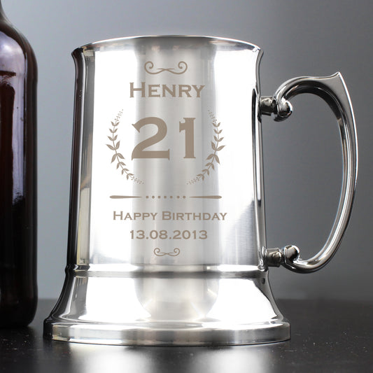Personalised Age Crest Stainless Steel Tankard - MK&JD Gifts