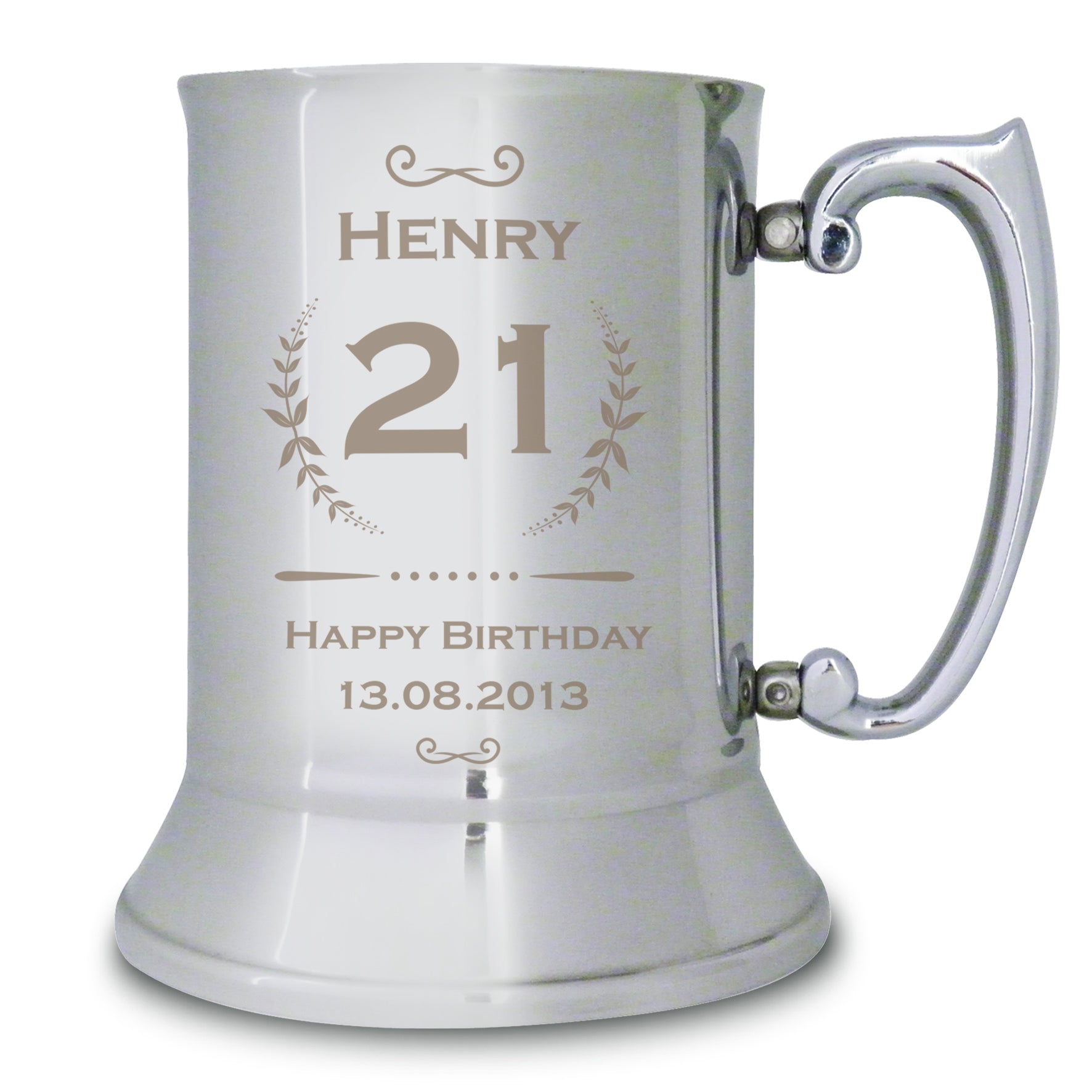 Personalised Age Crest Stainless Steel Tankard - MK&JD Gifts