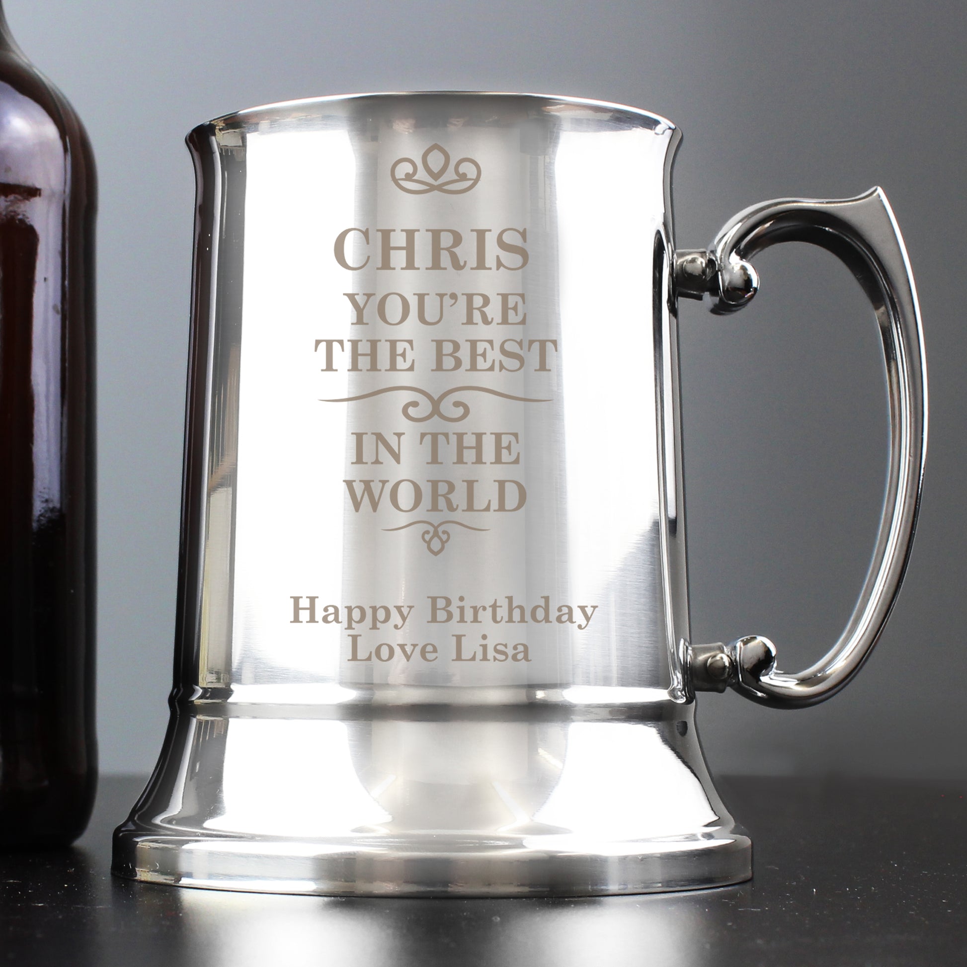 Personalised Best in the World Stainless Steel Tankard - MK&JD Gifts