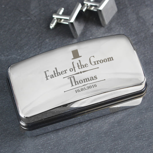 Personalised Decorative Wedding father of the Groom Cufflink Box - MK&JD Gifts