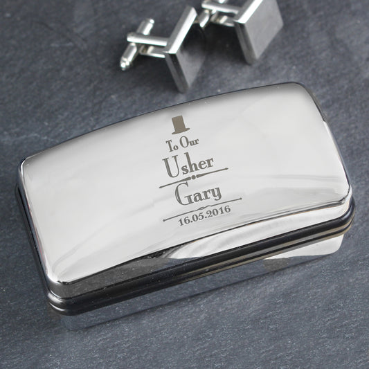 Personalised Decorative Wedding Usher Cufflink Box - MK&JD Gifts